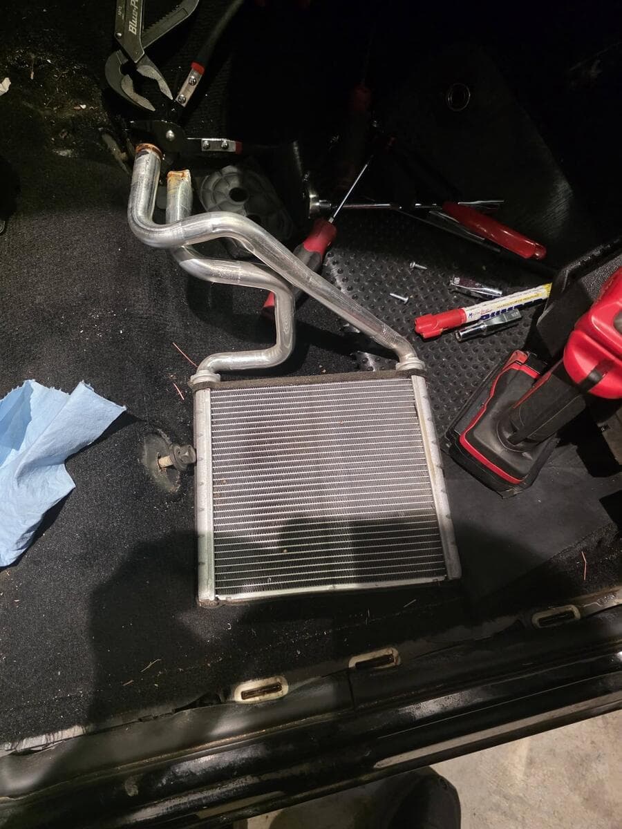 Heater core removed from the dash