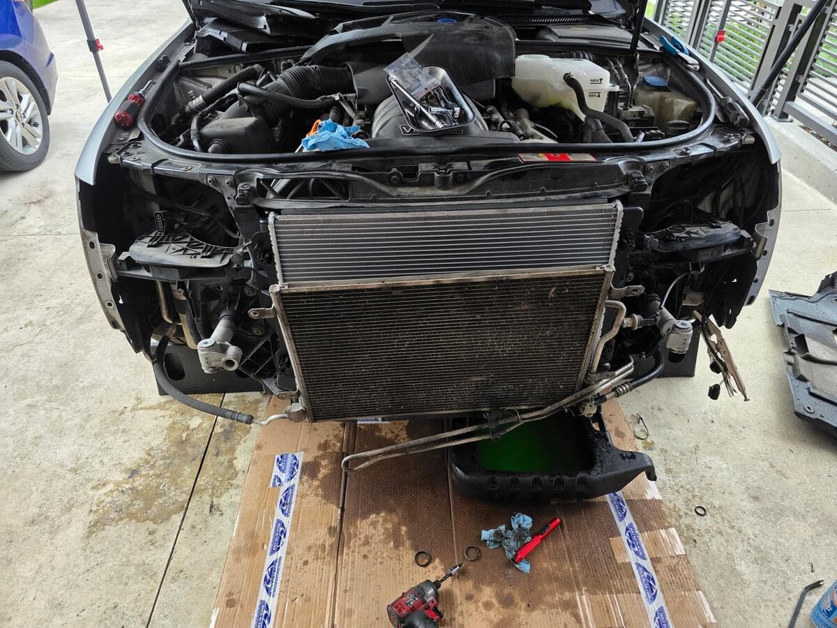 Front end apart for a radiator and cooling repair